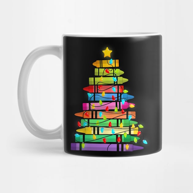 Teacher Crayon Christmas Tree Lights Student School Xmas by rivkazachariah